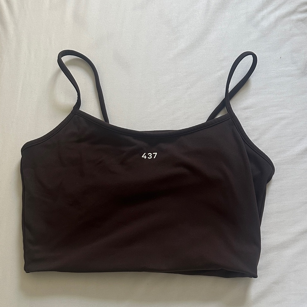 Brown 437 Spaghetti Strap Crop Top